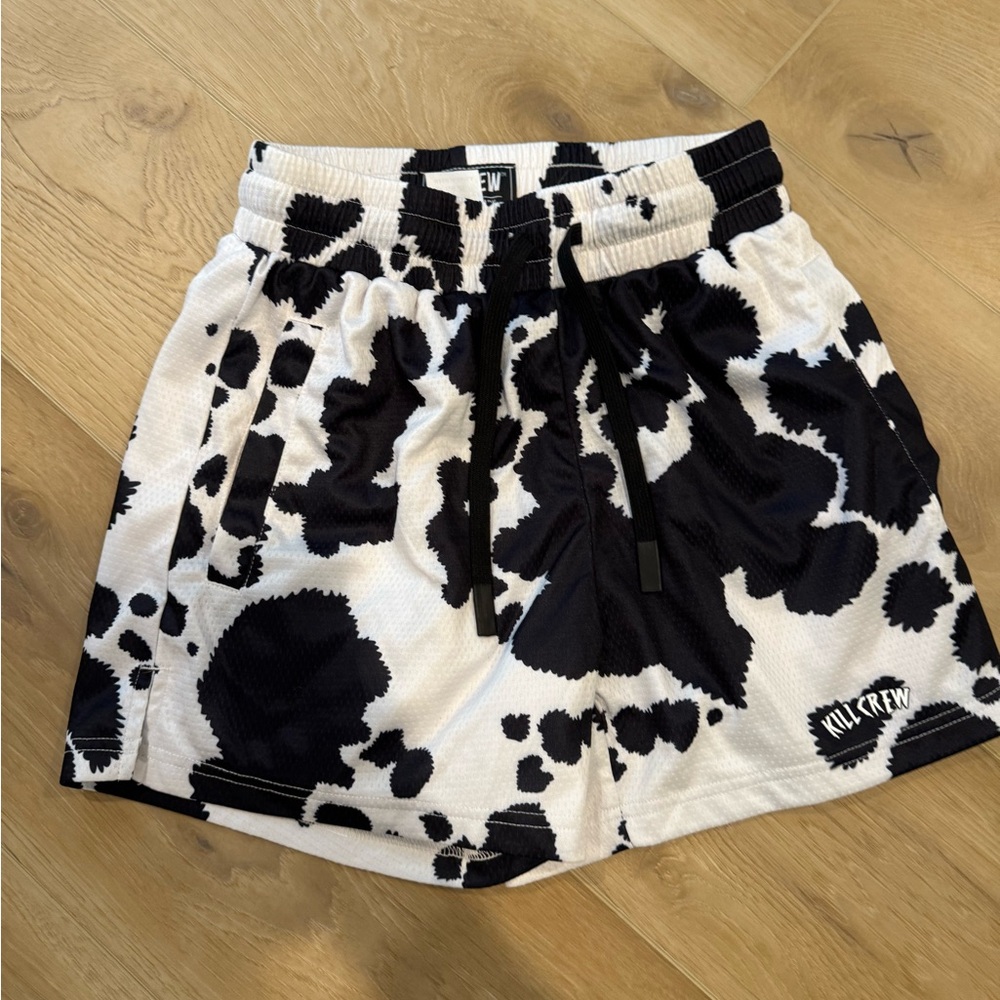 Kill Crew Black and White Cow Gym Shorts